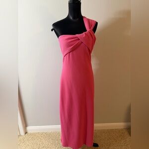 NWT Anthropologie by Portige Women’s One-Shoulder Pink Ribbed Maxi Dress M